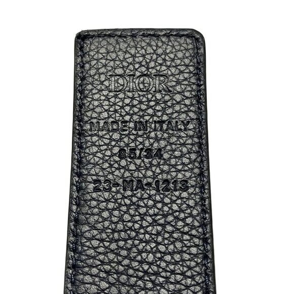 Auth DIOR/ChristianDior - 4371PLTAMH16Q100 Black Silver Leather Hardware Belt - Picture 5 of 5